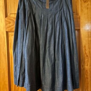 J. Crew Pleated Denim Midi Skirt